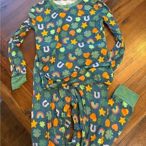 Little Sleepies Green and Orange Pajama Set with Playful Pattern